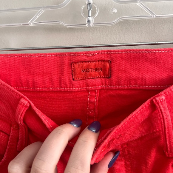 Mother Stunner‎ Ankle Fray - Red Jeans -  Play Date Size 27 - Picture 7 of 9